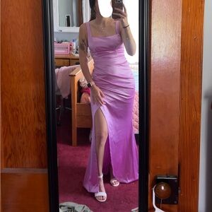 Orchid satin long dress